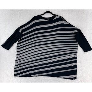 J. Jill Black White Striped Pullover Tunic‎ Shirt Womens Stretch Casual Size XL